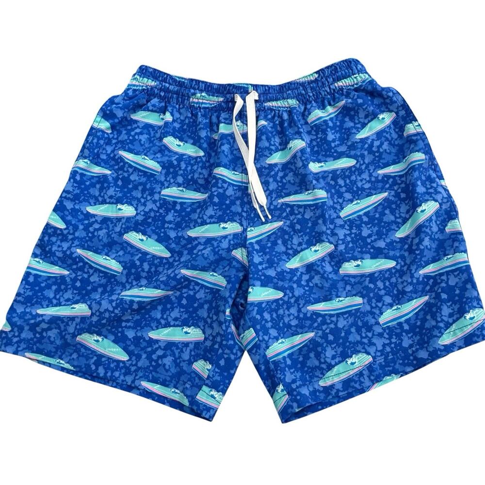 Chubbies Mens Bright Blue Speedboat Swim Trunks Lined 7 Inch Inseam Size Medium
